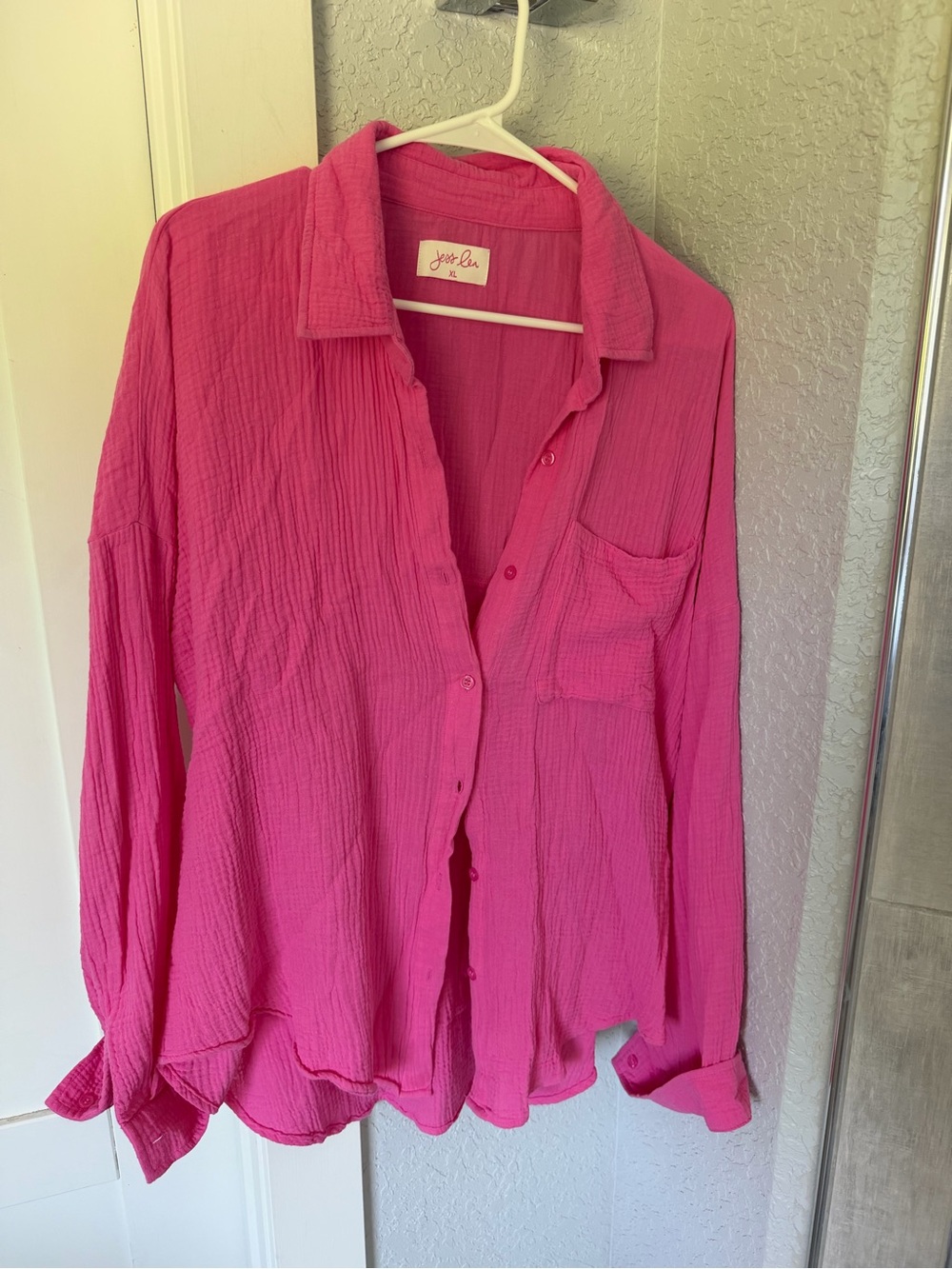 Joy~Luis High Waist Drawstring Shorts in Hot Pink top is XL and shorts are small - Picture 2 of 6